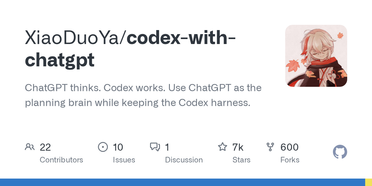 이미지: GitHub XiaoDuoYa/codex-with-chatgpt (MIT)
